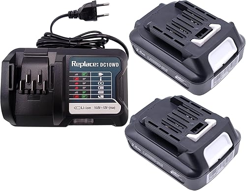 Caricatore DC10WD + Batteria 2,0Ah BL1021B per Makita BL1016 BL1015 BL1020B BL1021B DF031D DF0331D TD110D JR103D JR105D HSS01D MP100DZ HP332D HP333D DC10SB 197339-1 - Honorern