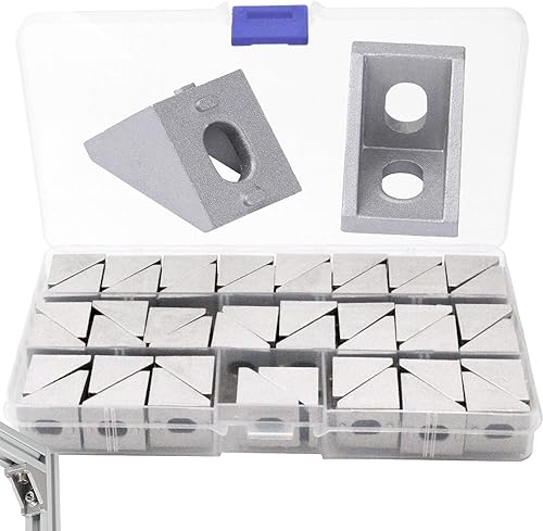46 Pz Angolare Alluminio, Lega di Alluminio Staffe Angolari per Profilo in Alluminio 20x20, con Scatola Portaoggetti(20 × 20 × 17 mm) - Honorern
