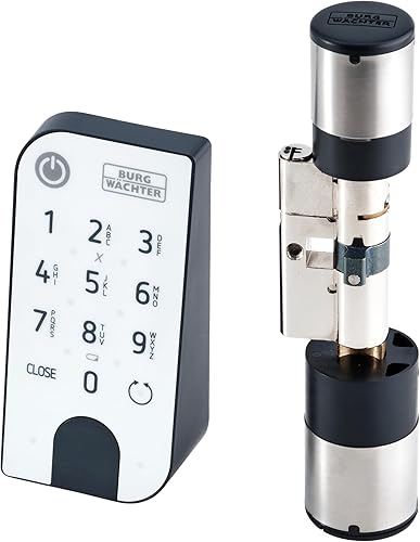 BURG-WÄCHTER Serratura Elettronica, Cilindro e Tastiera, Apertura con App, Codice PIN o Chiave con Telecomando, ENTRYeasy 7601 PIN, Nero/Acciaio, Tastiera - Honorern