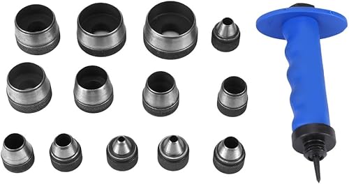 Set di punzonatura cava 13 pezzi con impugnatura Strumento di perforazione per cintura per lavori pesanti in pelle Perforatore in pelle Punzone per la lavorazione della pelle Punzone per cintura - Honorern