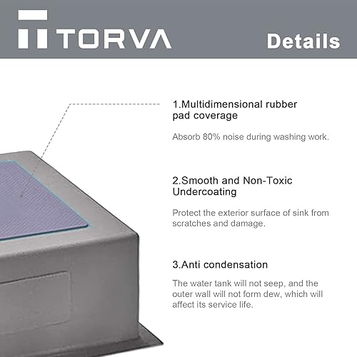 TORVA Lavello da Cucina in Acciaio Inox, Lavello Piccolo da Incasso, Lavello Rettangolare da Bar, Ciotola Singola, 26 x 43 x 21,5 cm - Honorern