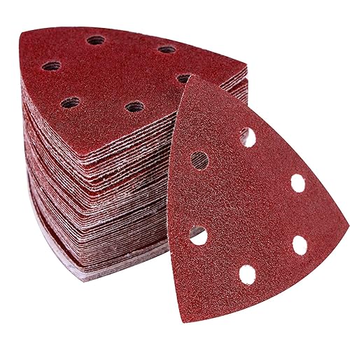 60 Pezzi Carta Vetrata per Levigatrice Mouse - Carta Abrasiva 6 Fori 93x93x93 mm Fogli Abrasivi per Levigatrice a Delta Elettrica con Ganci e Anelli 40 60 80 120 180 240 Grana per Black e Decker - Honorern