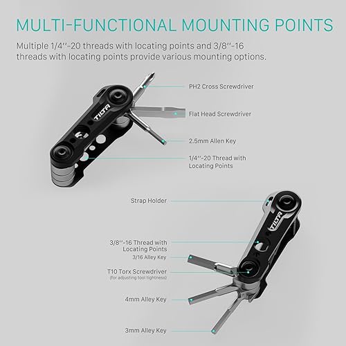 Tilta Kit di mini utensili multifunzionali, set di utensili pieghevoli 6 in 1 con 6 chiavi specifiche, strumento per fotocamera per lo smontaggio di apparecchiature - Verde abete TA-MMT-SG - Honorern