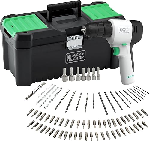 BLACK+DECKER Reviva REVDD12C Trapano Avvitatore a Batteria 12V con Accessori 80 Pezzi e Cassetta Portautensili 12.5' - Honorern