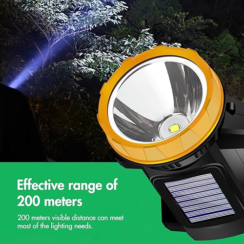 ALLOMN Torcia a LED solare, super luminosa, alimentata a energia solare, potente torcia ricaricabile con 3 modalità di illuminazione, lanterna portatile a LED per emergenza e campeggio all'aperto - Honorern