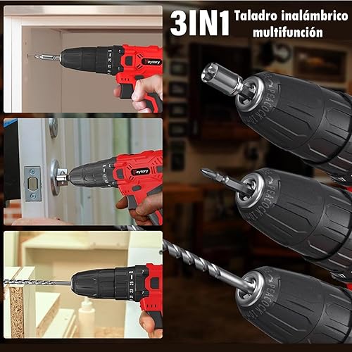 Trapano Avvitatore 21 V, 2 Batterie 1500 mAh, 25+1 Coppia, 45 N.m Max, 29 Punte, 2 Velocità, Luce LED per Casa e Giardino, Fai da Te Progetto - Honorern