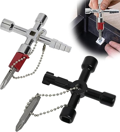 2PCS Chiave Multifunzione 4 in 1, Chiave Principale per Aprire Porte, Chiave Master, per Contatori Acqua, Gas, Armadietti Elettrici e Ascensori, per Manutenzione Domestica e Industriale - Honorern