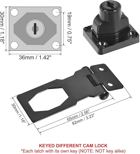 Serrature a Chiave, 3Pz 3 Pollici con Pomello Girevole, Chiusura a Chiave, Chiusure Sicurezza Metallo per Piccole Porte Armadi, Chiavi Diverse, Rame - Honorern