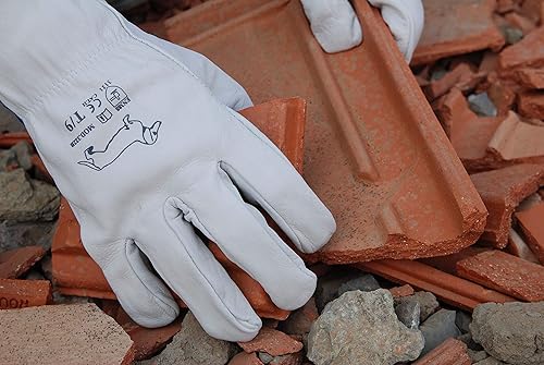 Guanto da Lavoro in Pelle di Fiore Naturale - Guanti da Giardinaggio - Pacco da 12 - Honorern