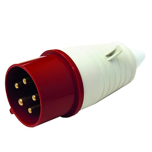 Electraline 80859 Spina Elettrica Industriale, IEC, 32A, 3P+N+T, 380V, IP44, Rosso - Honorern