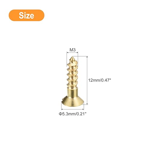 sourcing map Viti per legno in ottone, 20 viti autofilettanti a testa piatta M4 x 25 mm, viti autofilettanti a testa svasata per mobili per la lavorazione del legno - Honorern