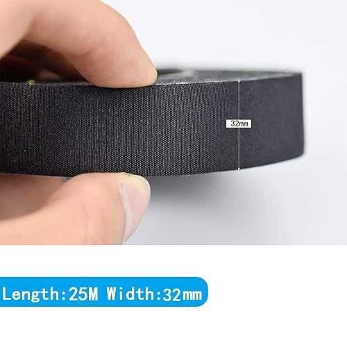Nastro Isolante in Tessuto Nastro per Cablaggio Automobilistico Nastro Adesivo Resistente Alle Alte Temperature Ridurre la Rumorosità per Car Vehicle Trucks (32 mm x 25m Nero) - Honorern