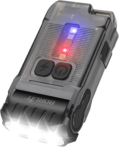BORUIT V15 Torcia LED Potente Professionale 1200LM Mini Ricaricabile Portachiavi Torce con Magnete 80° Girevole, 10 Modalità USB IP67 Impermeabile Piccola Flashlight - Honorern