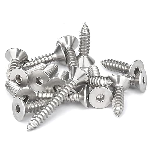 Viti Autofilettanti a Testa Piatta a Brugola - Acciaio Inossidabile Viti per Legno Viti a Brugola M4×25mm,50 pcs - Honorern