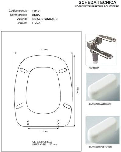 Copriwater Ideal Standard AERO BIANCO IS Cerniera Cromo-Sedile-Asse Wc - Honorern