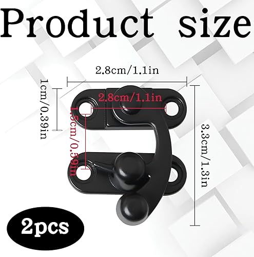 2 ganci antichi vintage, chiusura rapida, gancio di bloccaggio, gancio di bloccaggio piccolo, 33 mm x 28 mm, gancio destro per coniglietto, coniglietto di bloccaggio per piccole casse di legno, - Honorern