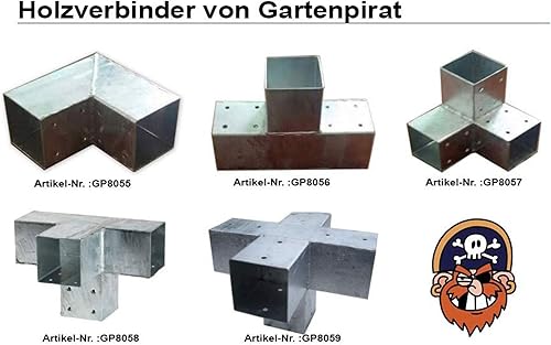Raccordo in legno a forma di T per 4 travi da 90 x 90 mm di Gartenpirat®. - Honorern