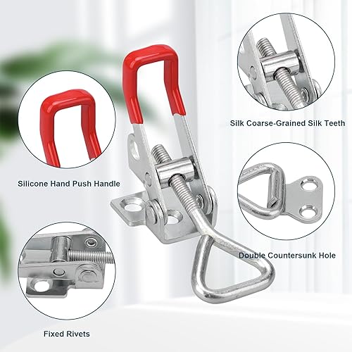 6 Pezzi Chiusura a Leva Morsetto con Chiusura a Levetta Leva Regolabile in Metallo Chiusure a Gancio Morsetti a Leva-Per Porte, Scatole, Armadi, Rimorchi, ecc.Capacità di Carico 100KG - Honorern