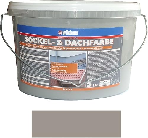 5 L. Base & colore del tetto, pietra grigio opaco, pitture, wetterbestaendige Dispersion colore, diluibile con acqua - Honorern