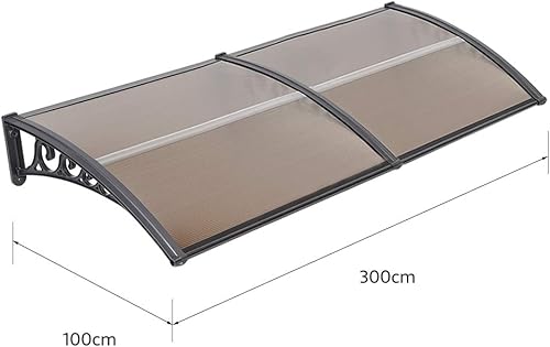 Pensilina Tettoia per Porta, Pensilina Copriporta in Policarbonato, Marrone, Disponibili in Diverse Misure (100 x 200 CM) - Honorern