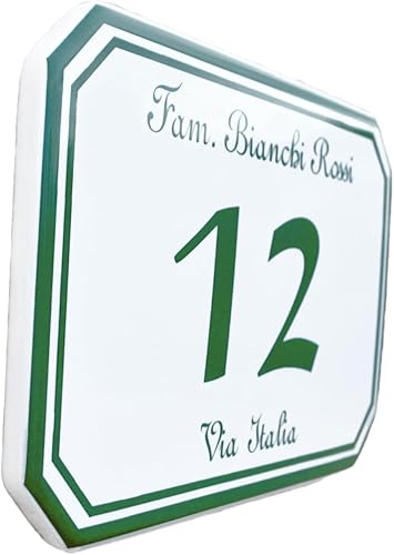 Ceramic'Arte Numero Civico Esterno Ceramica Personalizzato. RESISTENTE A VITA ALL'ESTERNO. INSERISCI TUTTO QUELLO CHE VUOI - Honorern