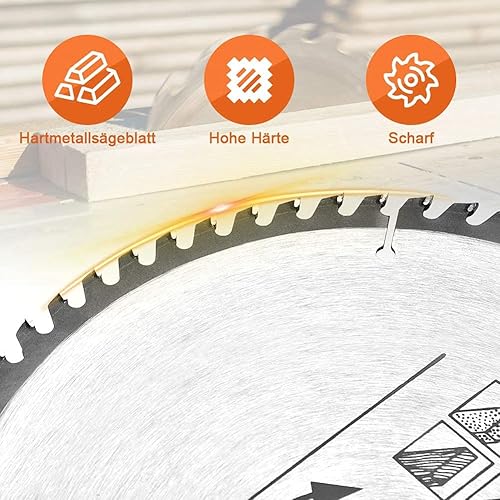 2 Pezzi Dischi Taglio, 250 x 30 mm Lama da legno per circolare, 48T 60T, per Tagliare Legno Naturale Legno Duro Legno Tenero Legno Abrasivo, Lama per Circolare in Metallo Duro - Honorern