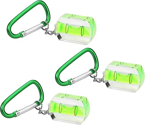WORKPRO Mini livella bolla 3 pezzi, 34 x 22 x 13mm livella a bolla con anello portachiavi in vetro acrilicoper macchina fotografica, la casa, la lavorazione del legno, il livellamento dei mobili - Honorern