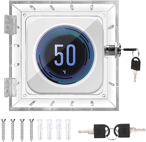 Scatola di blocco termostato con chiave, copertura termostato con blocco protezione termostato, copertura protettiva per termostato trasparente, quadrata, adatta a termostati più piccoli di - Honorern