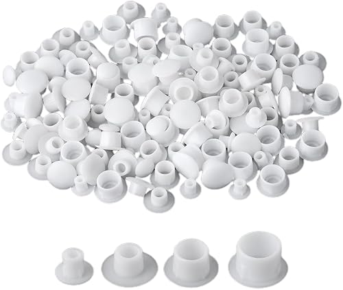 Bianco Tappi Copriforo,Tappi per Fori in Plastica per Tondo Vite Trapano Fori Copriforo,Tappi Coperchi per Fori Viti,Mobili/Cucina/Armadietto/Scaffali/Guardaroba/Libreria 120 Pz 5/6/8/10mm - Honorern
