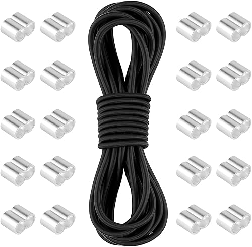 Espansore Corda Elastica 8mm 10M, Corda di Sicurezza Con 20 Morsetti a Strozzo, per Telone del Rimorchio, Campeggio, Auto - Honorern