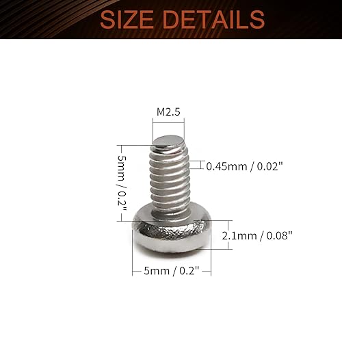 MroMax M2,5 x 5 mm viti a macchina Pan Phillips a croce vite 304 in acciaio inox bulloni di fissaggio argento grigio 30 pezzi - Honorern