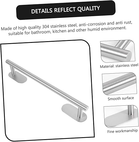 YUET Porta Asciugamani 40CM Autoadesivo, Porta Salviette in 304 Acciaio Inox Impermeabile Portasciugamani da parete per Bagno Cucina, Argento Lucido - Honorern
