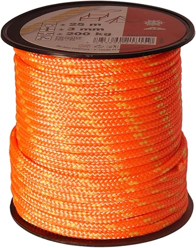 MO325O Drizza poliestere - 200 kg - Diametro 3 mm - Lunghezza 25 m - Arancione/verde - Honorern