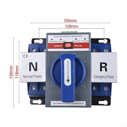 EXTRWORY Interruttore automatico di commutazione a doppia potenza, 63 A 2P per ATS, interruttore di trasferimento automatico a doppia potenza, generatore di commutazione - Honorern