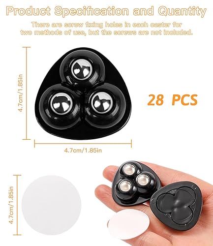Autoadesive Ruote a Sfera 28 Pezzi Rotelle Adesive Rotelle per Spostare Mobili Ruote per Spostare Mobili 360° Ruote a Sfera Mini Ruota Universale Autoadesiva per Piccoli Mobili Scatola - Honorern