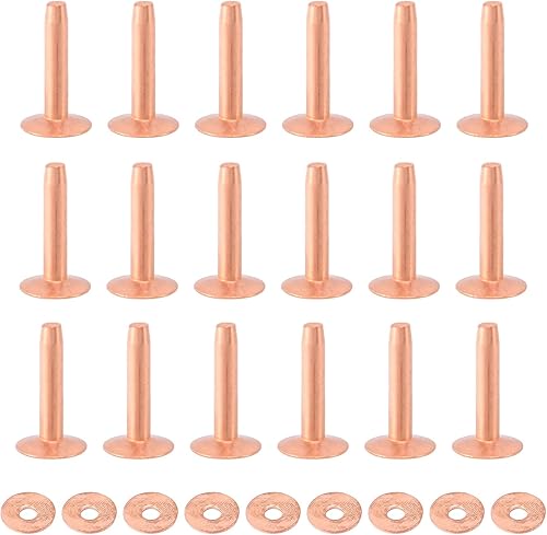 100 Seghe Rame Rivetti e sbavature Rondelle In Pelle Rame Rivetto Chiusura per Portafogli Collare Pelle Fai da te Bisogno - Honorern