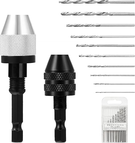 2 Pezzi Mandrino per Avvitatore con 10 Punte da 0,8–3,0 mm,Mandrino Autoserrante 1/4' Esagonale Gambo 0,3–6,5 mm e 0,3–3,6 mm,Mandrino Trapano,Mandrino per Trapano ad Azione Rapida - Honorern