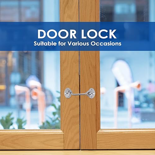 Amabro Chiusura a gancio e occhiello da 10,2 cm, in acciaio inox, con viti di montaggio, chiusura per porta fienile, gancio per armadio, sicurezza per privacy, per finestra, porta, camera da letto, - Honorern