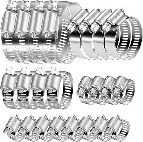 20 Pezzi Fascette Metalliche Stringitubo, Fascetta Stringitubo Fissaggio 304 Acciaio Inox, Fascette per Tubi Regolabili per Cavi, Tubazioni Fissaggio, 6-12/13-19/16-25/21-38/27-51mm - Honorern