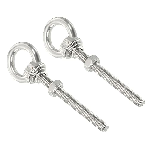 M3 1/8'x1.97' Bulloni Ad Occhiello in Acciaio Inossidabile Vite Filettata Anello Ad Occhiello con Spalla con Dadi Rondelle per Sollevamento e Sospensione, 2 Set - Honorern