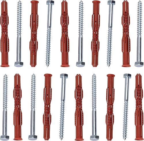 C65001 - Set di 10 tasselli 10x100mm per mattoni forati/cemento cellulare + 10 viti Ø7x100mm a testa esagonale - in nylon/metallo - fissaggio materiali cavi lavoro costruzione perforazione - Honorern