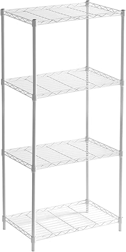 Scaffale Metallico con Grata Catter House Klaus 120 56x35x120 cm Color Bianco con 4 Ripiani Supporta Fino a 140 kg - Honorern