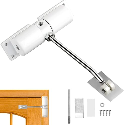 Chiudiporta automatico, Chiudiporta, Chiudiporta Regolabile a Molla con Asta di Regolazione, chiudiporta a molla regolabile, in lega di alluminio regolabile per l'home Office - Honorern