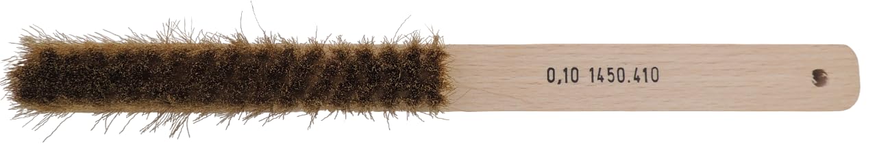 Spazzola a mano in ottone con manico in legno, 4 file, per la pulizia e la lavorazione di piccole parti in gioielleria, orologeria (medio Ø 0,10 mm) - Honorern