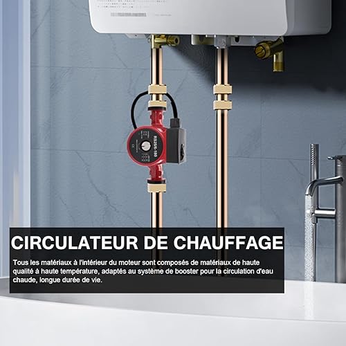 SUDEG Pompa di riscaldamento, pompa di circolazione, pompa di caldaia, circolatore 25-6/180, pompa di riscaldamento con commutazione manuale di velocità a 3 livelli + raccordi - Honorern