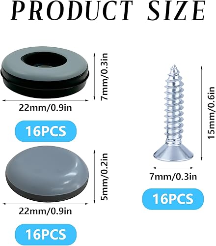 32 Pezzi Silenzioso PTFE Scivoli per Sedie, 22mm Tipo di Vite/Autoadesivo Feltrini in Teflon, Liscio Piedini per Mobili in Teflon con 16 Pezzi Vite, Pavimenti Scivoli per Tappeti Protezione dei Mobili - Honorern