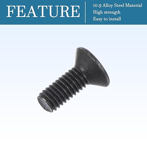 M3 x 8mm Esagonale Incassato Piatto Testa Svasata Viti x 100pz 10.9 Lega Acciaio Presa Testa Cappuccio Viti Bulloni per Macchine e Mobili, [Nero] - Honorern