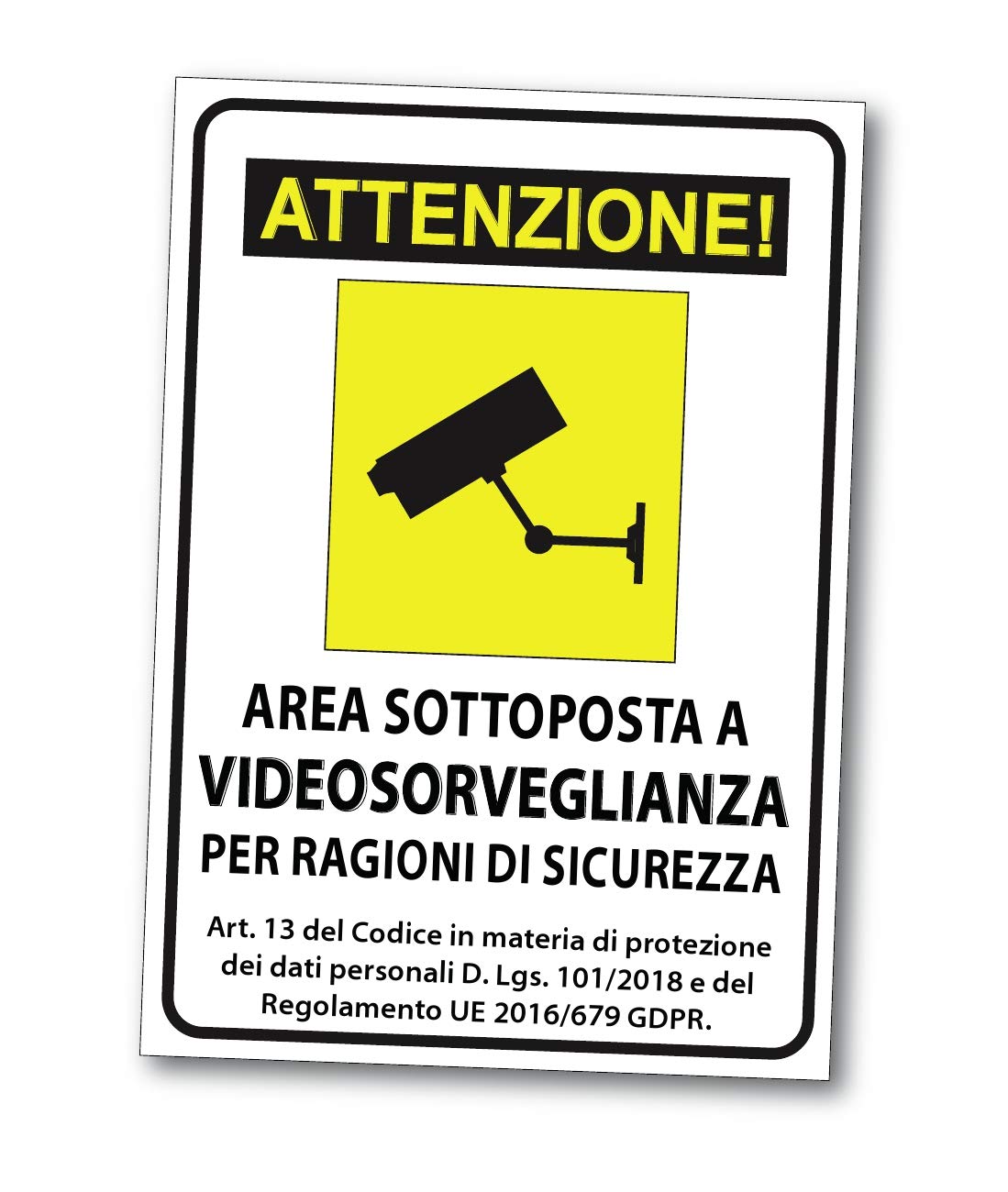 ATTENZIONE! - Segnaletica Adesivo per Cartello Videosorveglianza in Pvc - Impermeabile - Sicurezza e Privacy (A6 14,8 x 10,5 cm) - Honorern