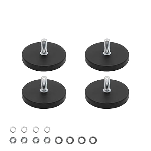 Magneti al Neodimio Gommati 43mm, LNSYSNS 4 Pezzi Gommati Ganci Magnetici, Magnete Potente con Filettatura Esterna M6, Adatto per Collegare Strumenti, Blocchi, Segnali - Honorern