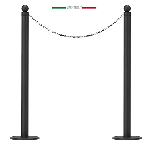2 Paletti Delimitazione Neri in Acciaio Zincato, Dissuasori Parcheggio, Paletti Colonnine Auto (Senza Base) - Honorern